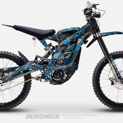 STICKY BLACK CYAN Surron Light Bee Graphics kit