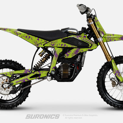 SPLATTER GREEN PURPLE Surron Hyper Bee Graphics kit