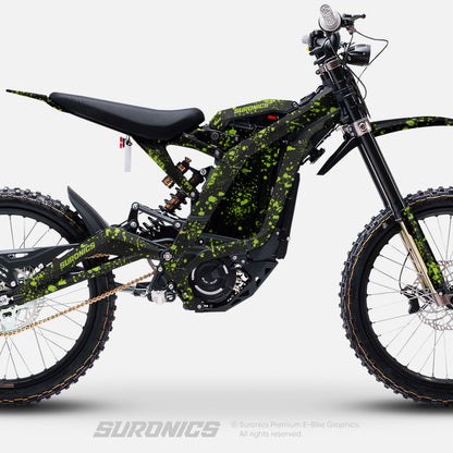 SPLATTER BLACK GREEN Surron Light Bee Graphics kit