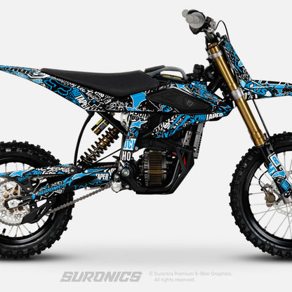 STIKCY BLACK CYAN Surron Hyper Bee Graphics kit