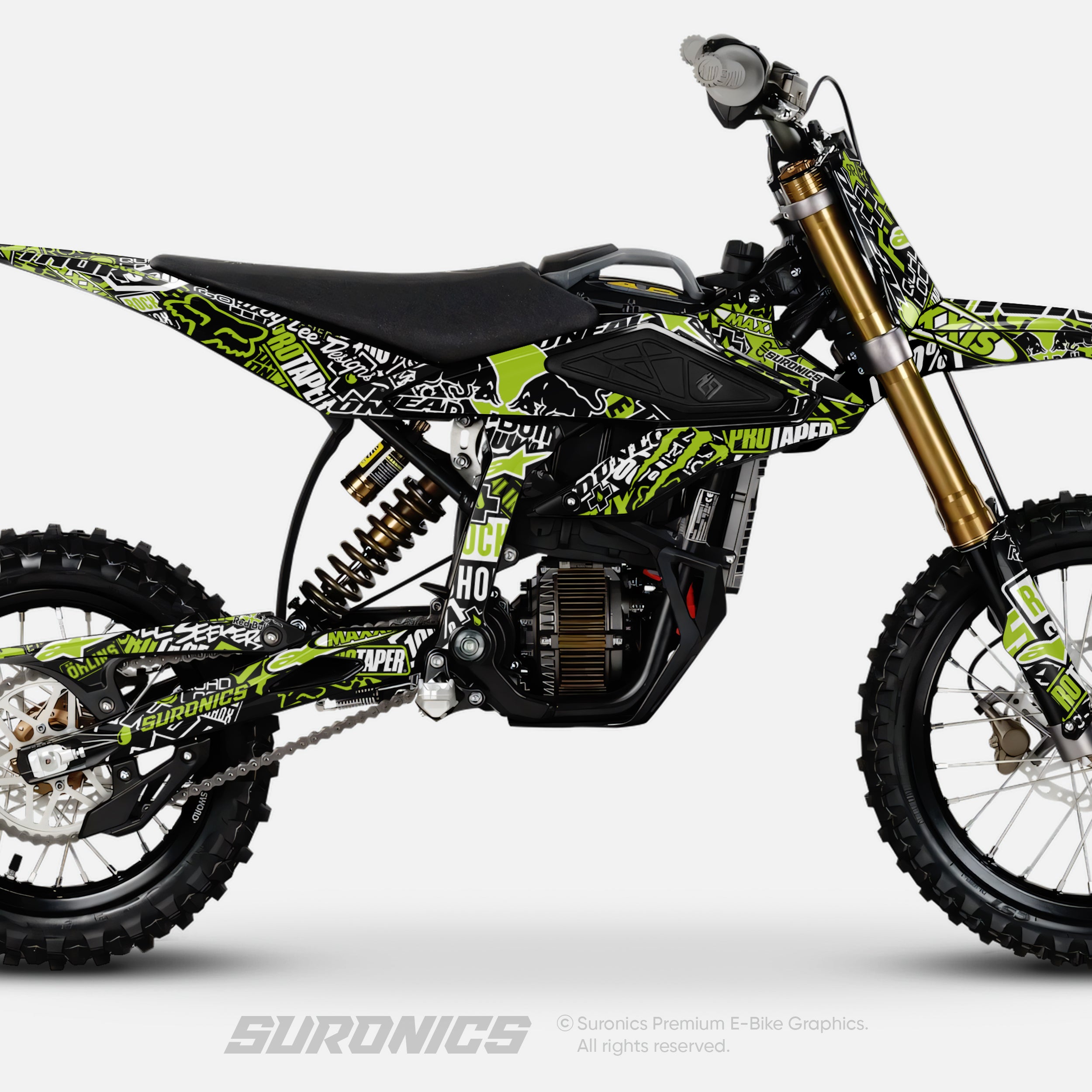 STIKCY BLACK GREEN Surron Hyper Bee Graphics kit