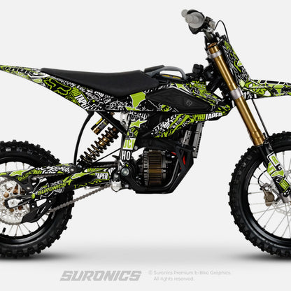 STIKCY BLACK GREEN Surron Hyper Bee Graphics kit