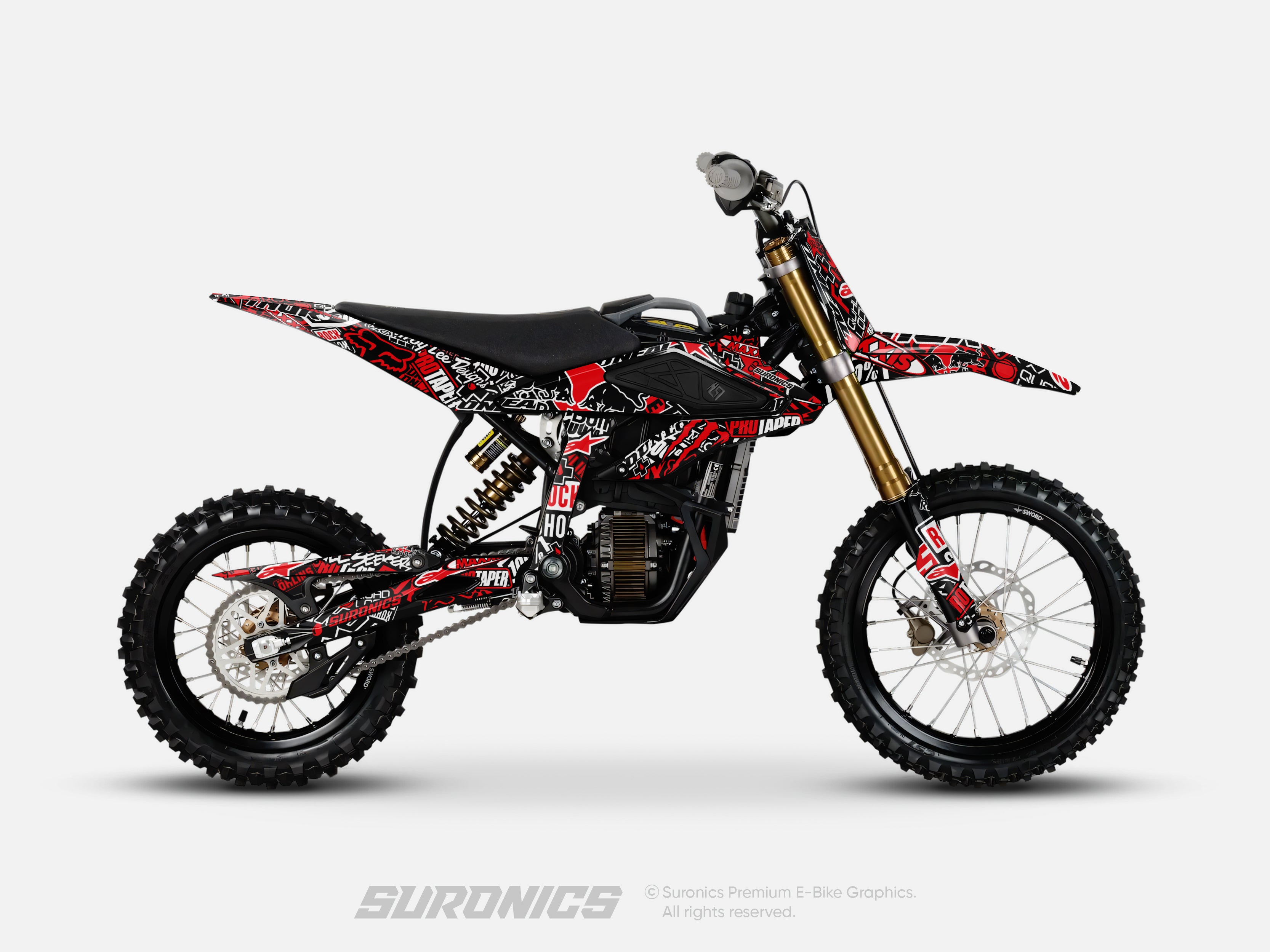 STIKCY BLACK RED Surron Hyper Bee Graphics kit