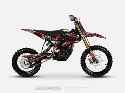 STIKCY BLACK RED Surron Hyper Bee Graphics kit