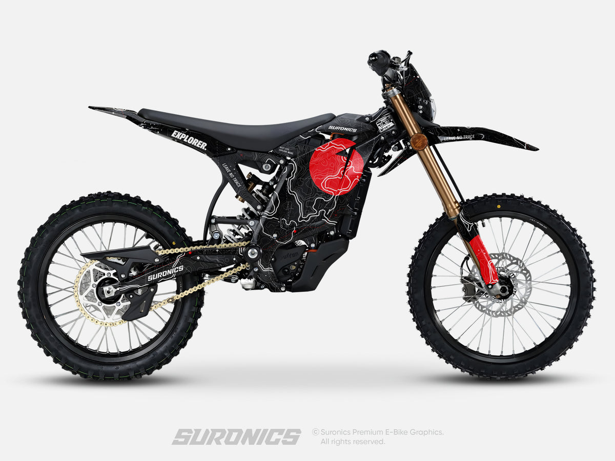 EXPLORER BLACK RED Surron Light Bee 2 Graphics kit