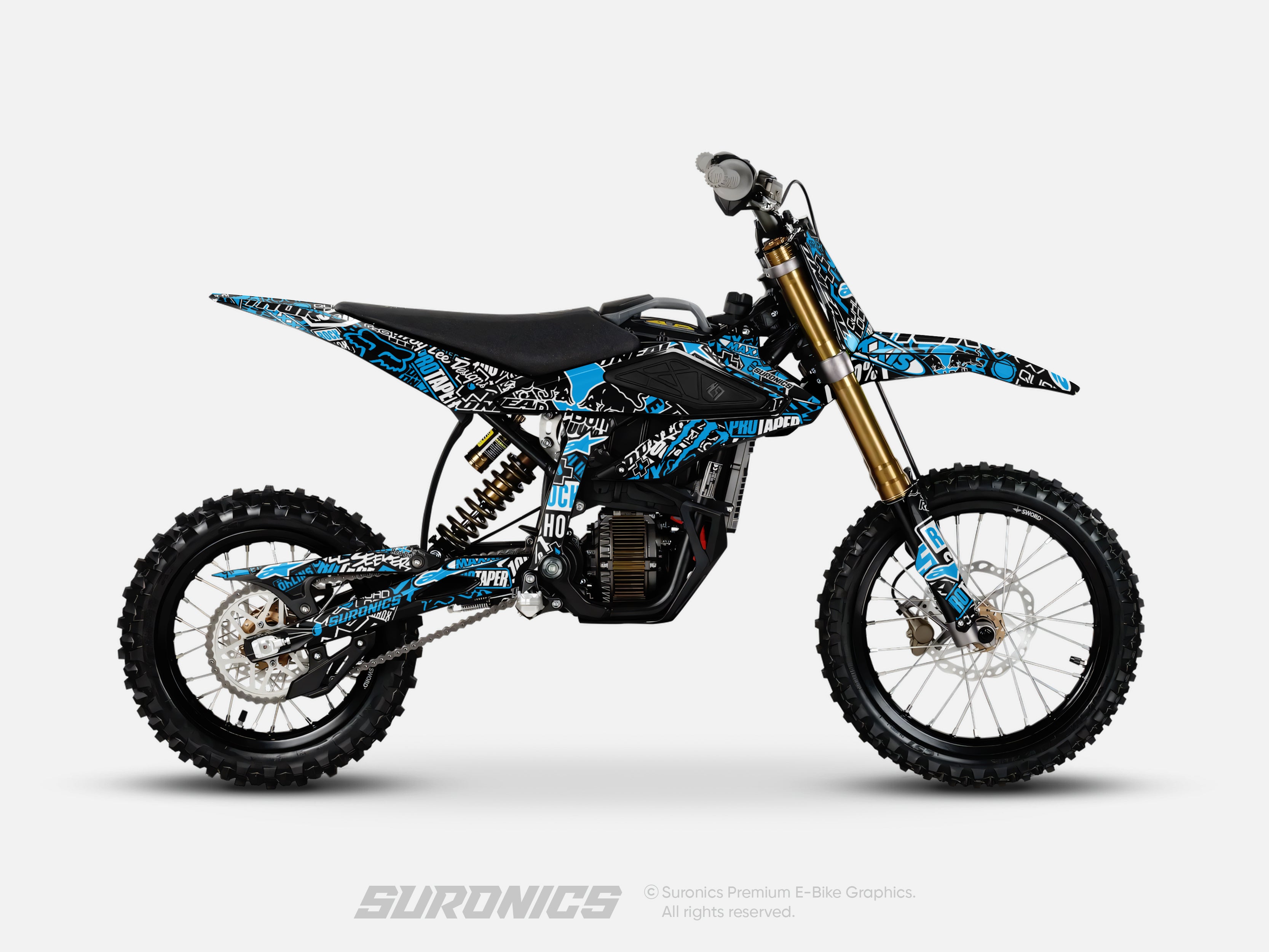 STIKCY BLACK CYAN Surron Hyper Bee Graphics kit
