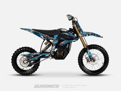 STIKCY BLACK CYAN Surron Hyper Bee Graphics kit