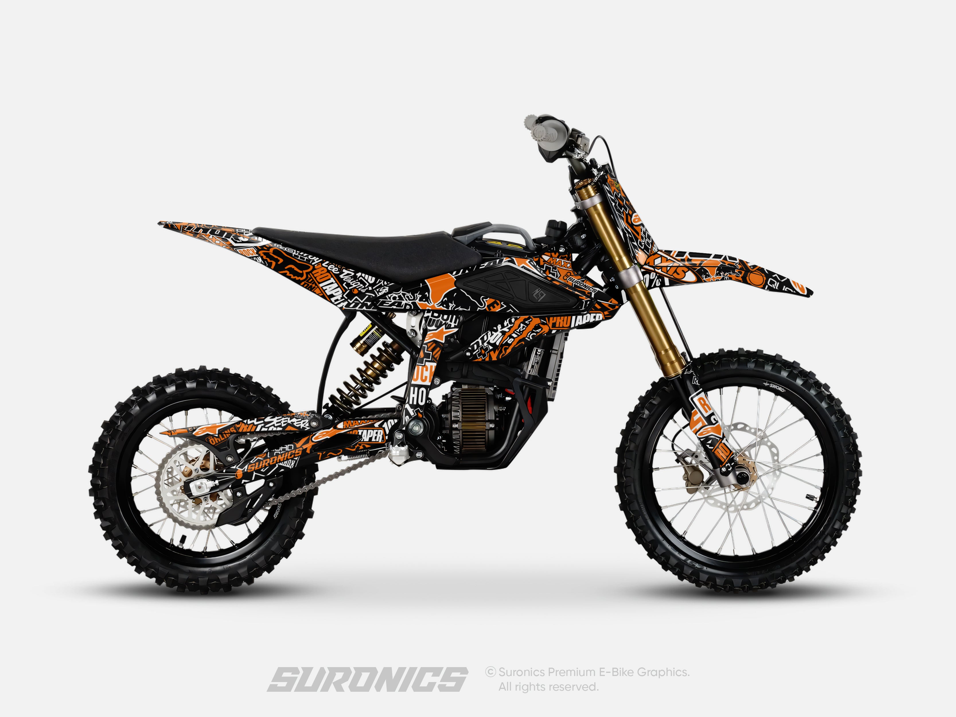 STIKCY BLACK ORANGE Surron Hyper Bee Graphics kit