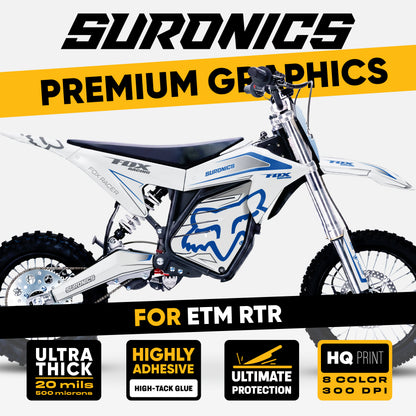 FOX RACER WHITE BLUE ETM RTR Graphics kit