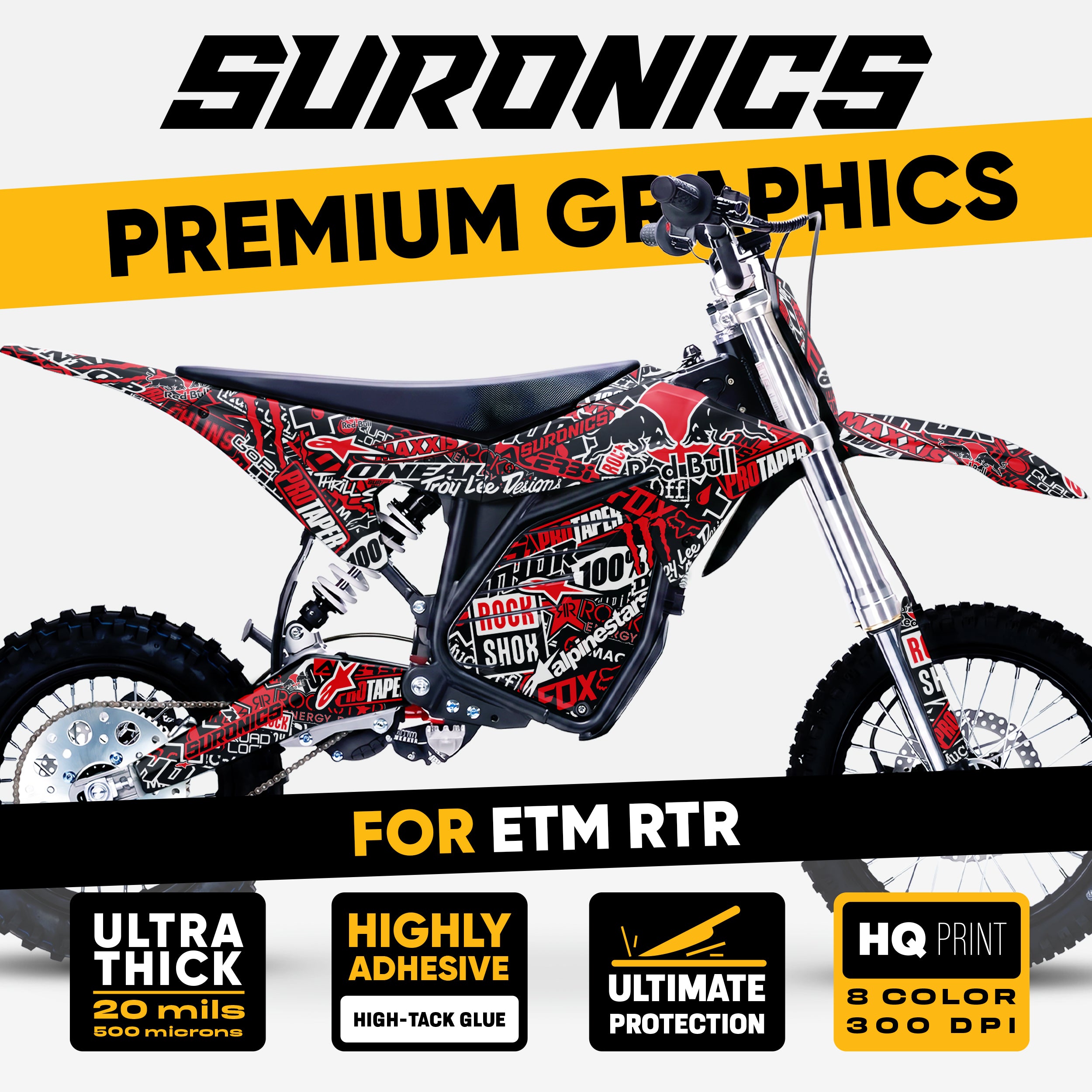 STICKY BLACK RED ETM RTR Graphics kit