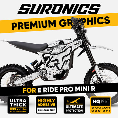 FOX RACER WHITE BLACK Eride Pro Mini R Graphics kit