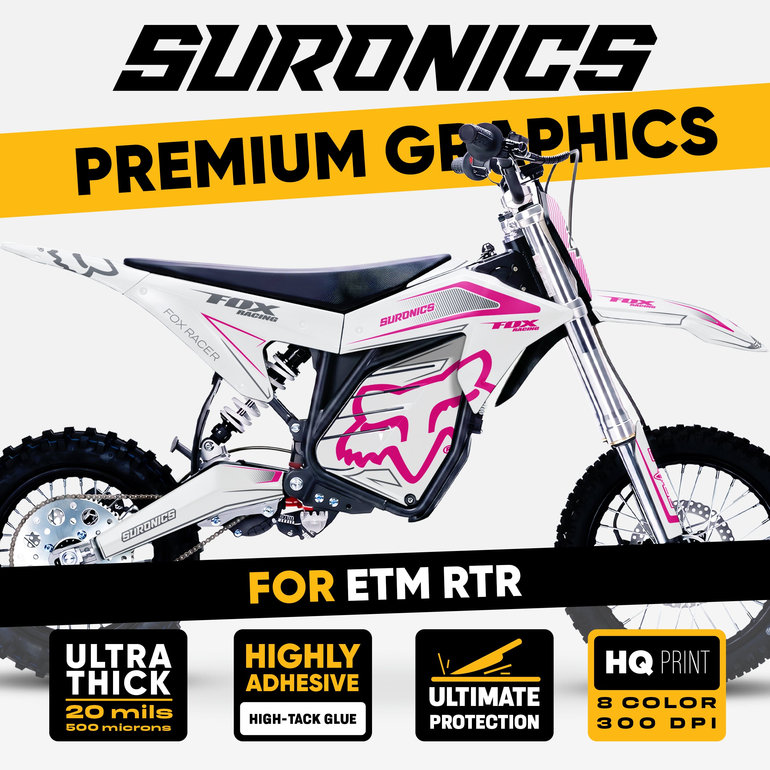 FOX RACER WHITE MAGENTA ETM RTR Graphics kit