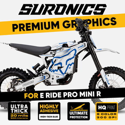 FOX RACER WHITE BLUE Eride Pro Mini R Graphics kit
