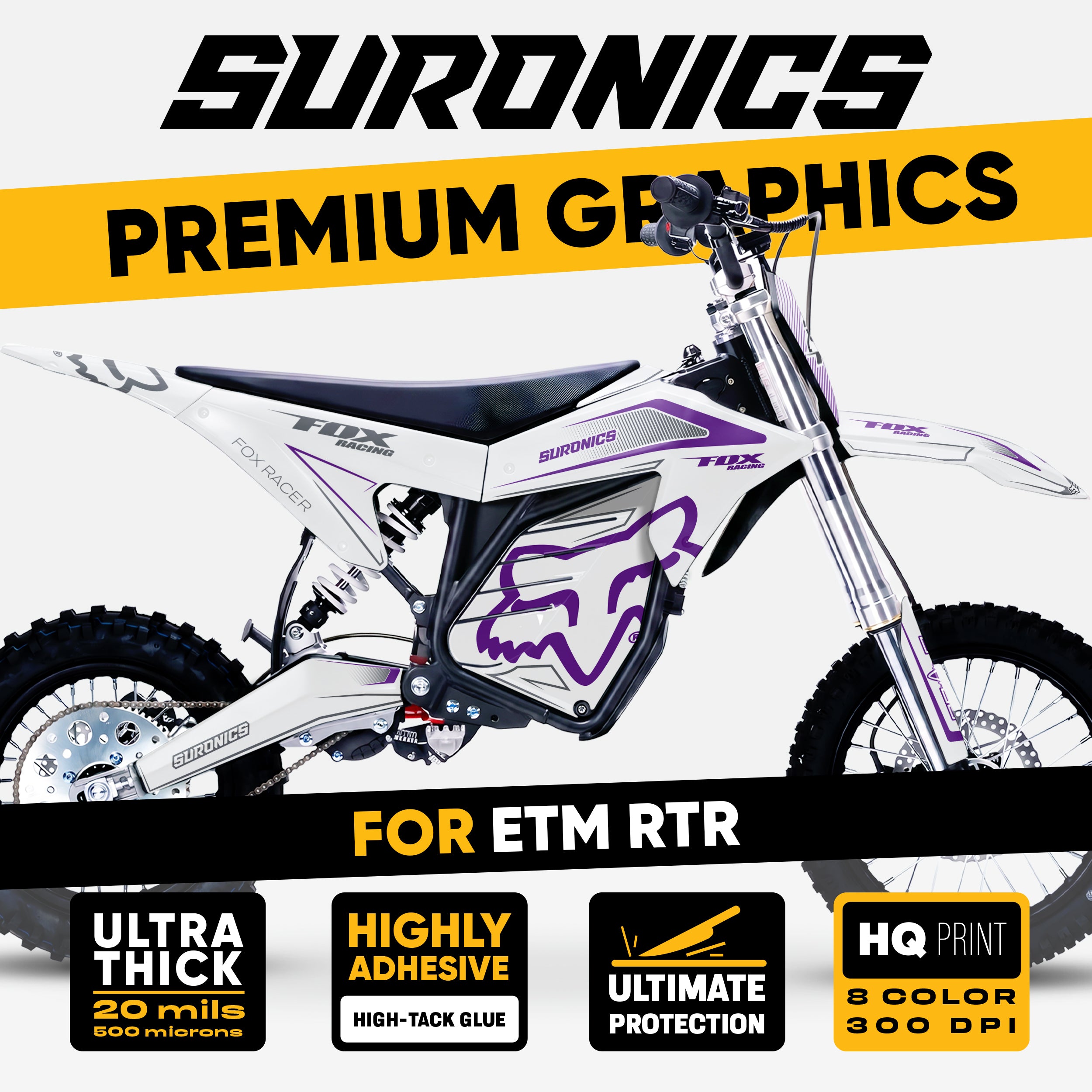FOX RACER WHITE PURPLE ETM RTR Graphics kit