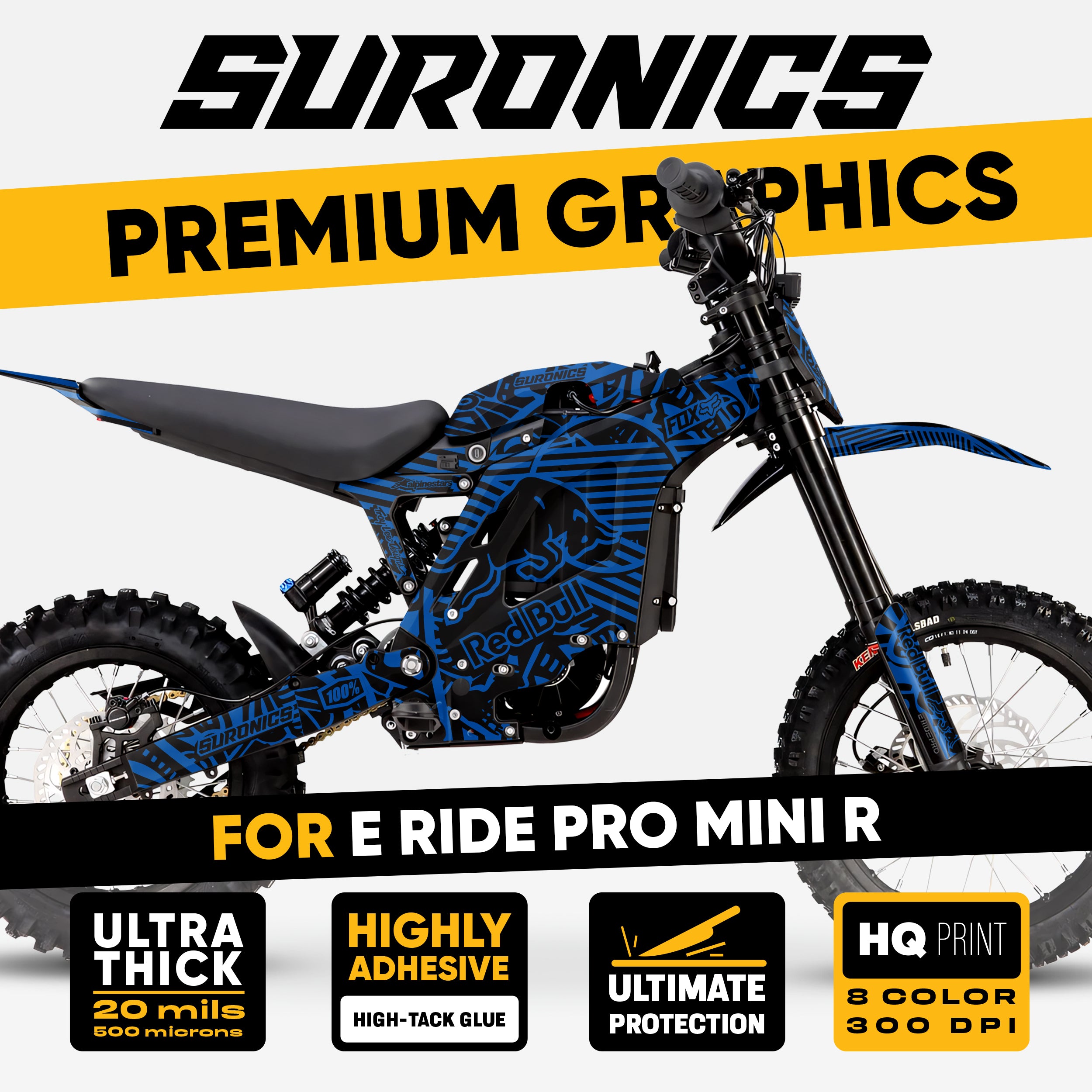 RACE ART BLACK BLUE Eride Pro Mini R Graphics kit