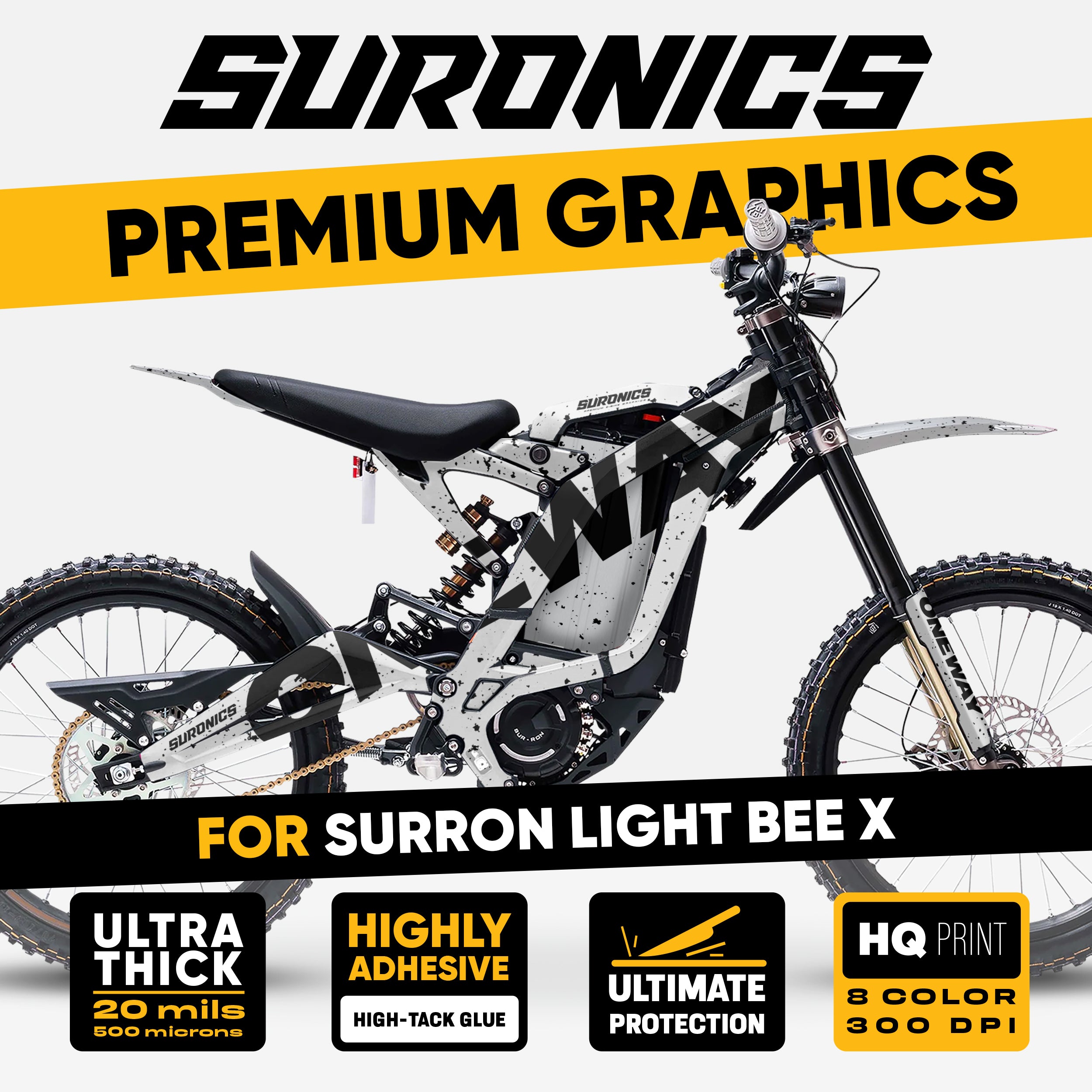 ONEWAY WHITE BLACK Surron Light Bee Graphics kit