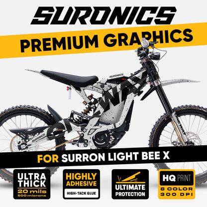 ONEWAY WHITE BLACK Surron Light Bee Graphics kit