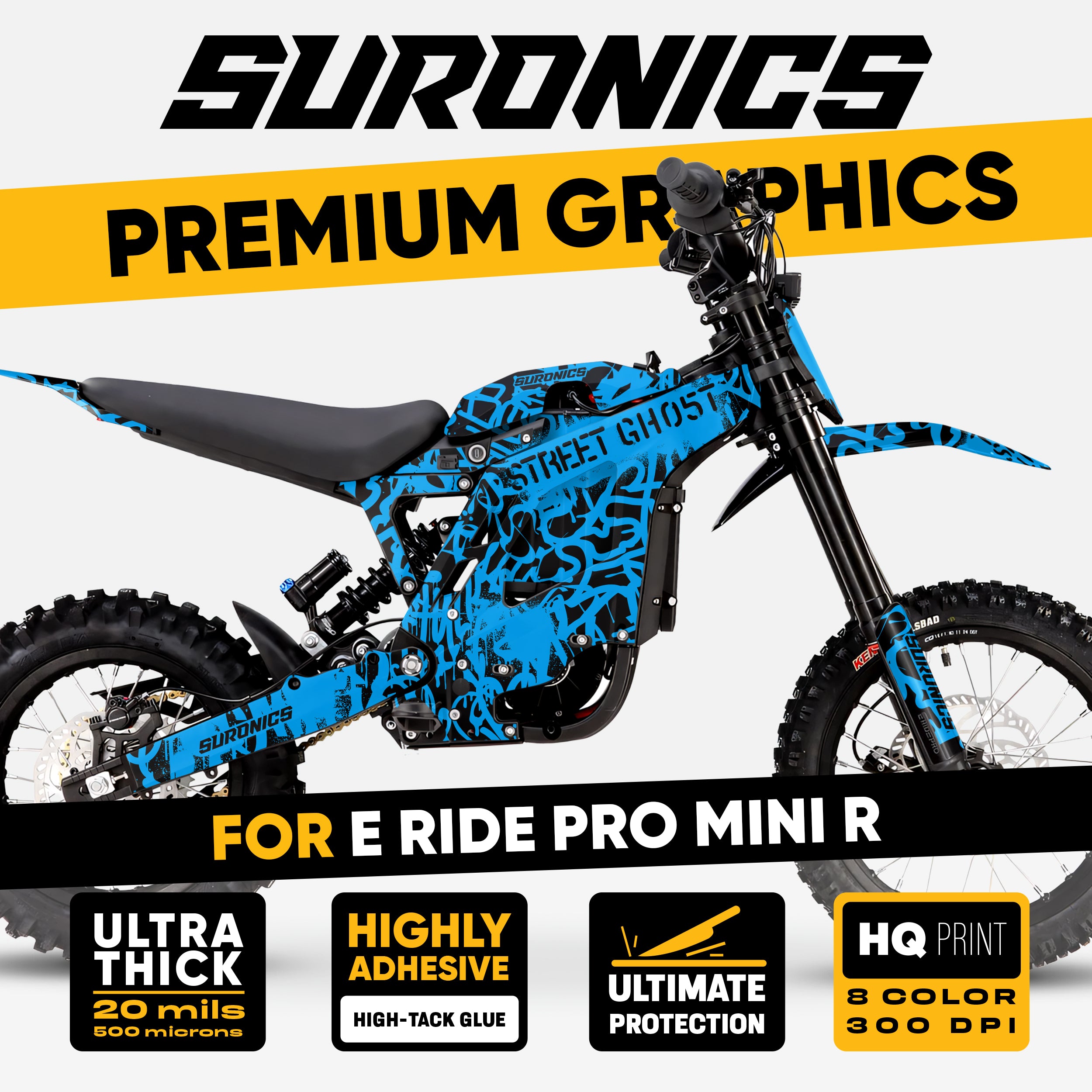 STREET GHOST BLACK CYAN Eride Pro Mini R Graphics kit