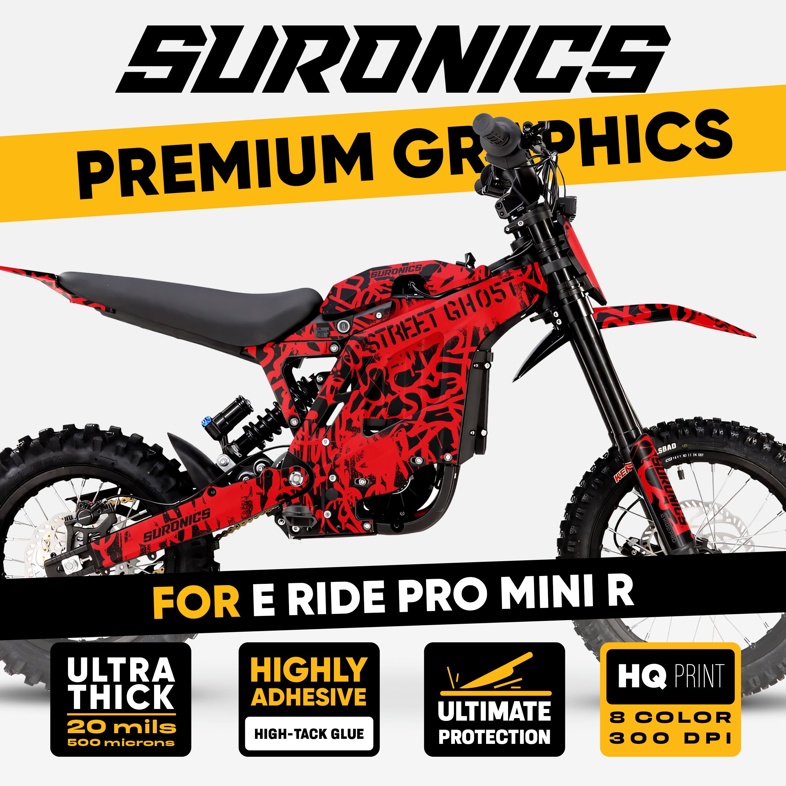 STREET GHOST BLACK RED Eride Pro Mini R Graphics kit