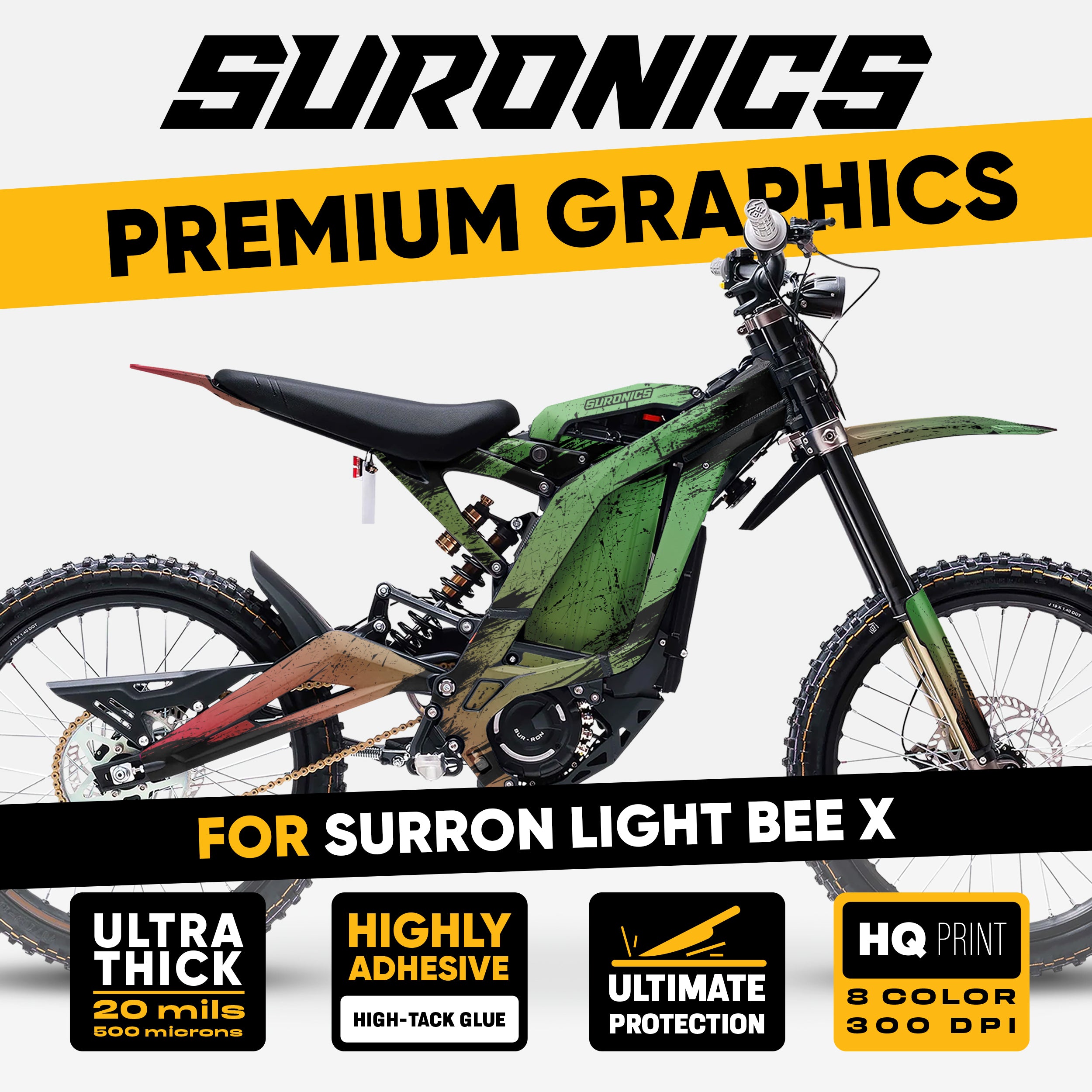 FADE RED GREEN Surron Light Bee Graphics kit