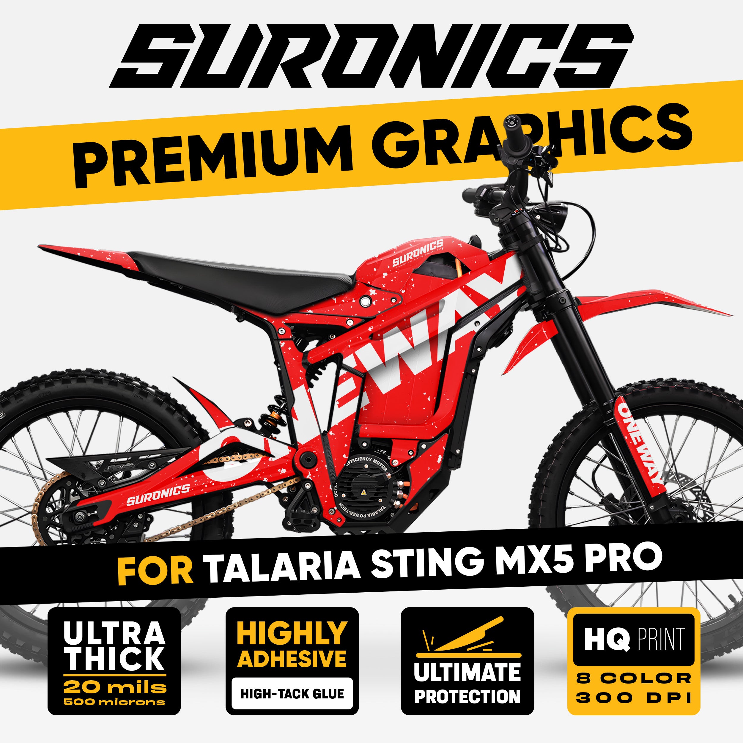 ONEWAY RED WHITE Talaria Sting MX5 PRO Graphics kit