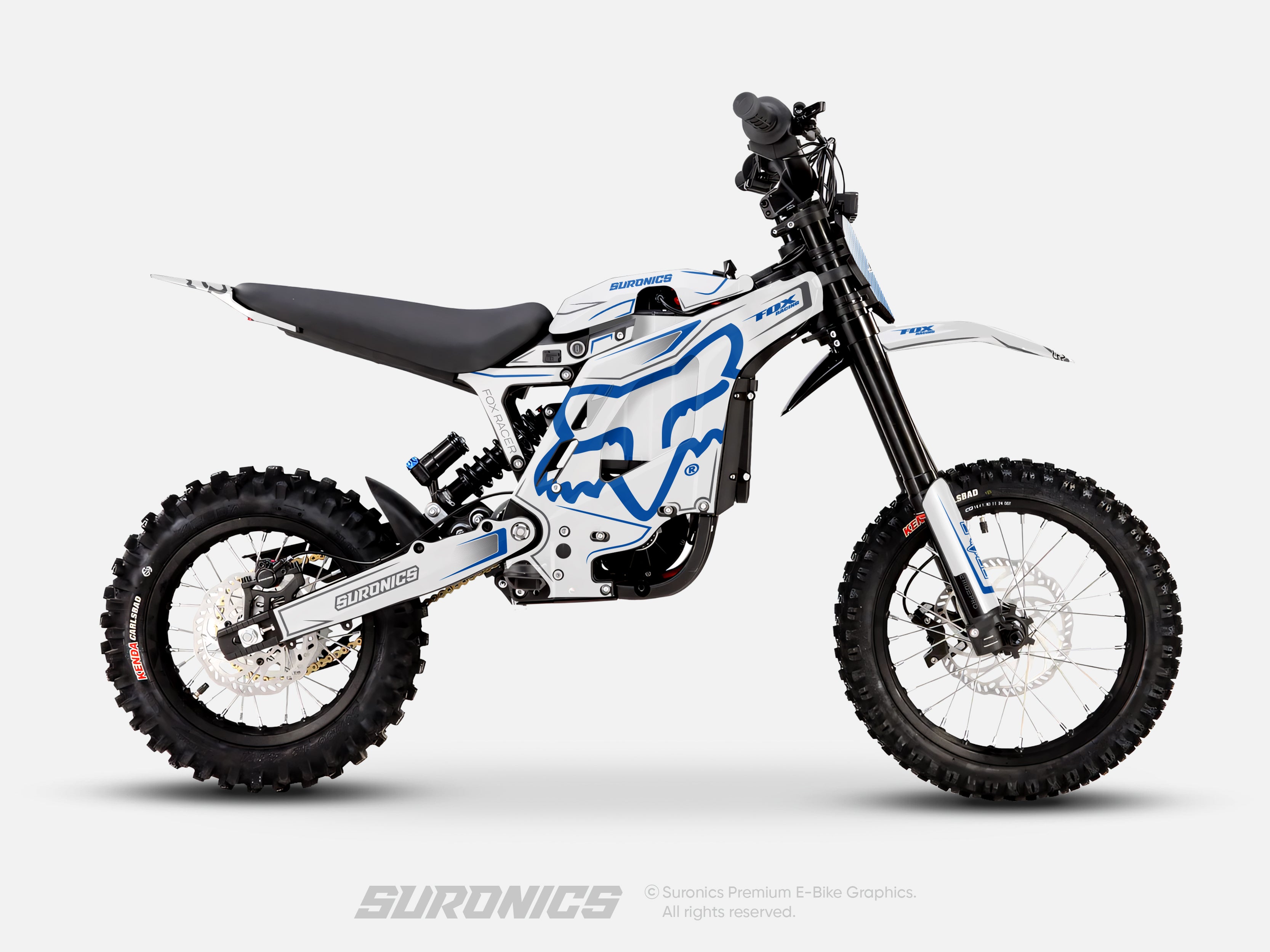FOX RACER WHITE BLUE Eride Pro Mini R Graphics kit
