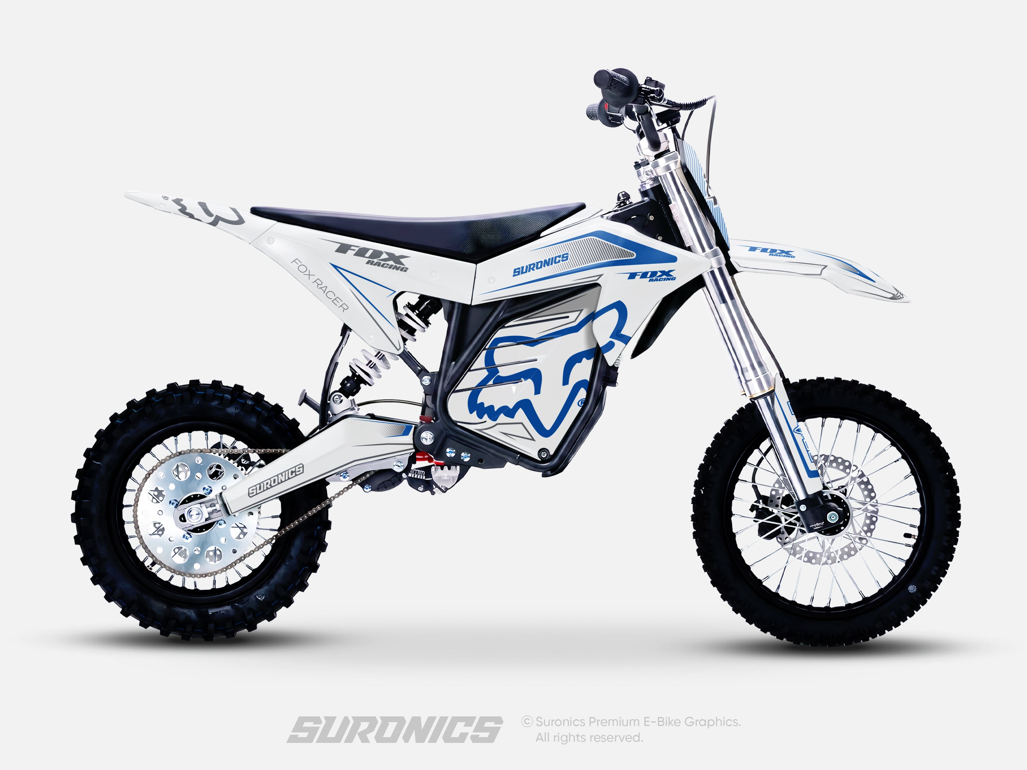 FOX RACER WHITE BLUE ETM RTR Graphics kit