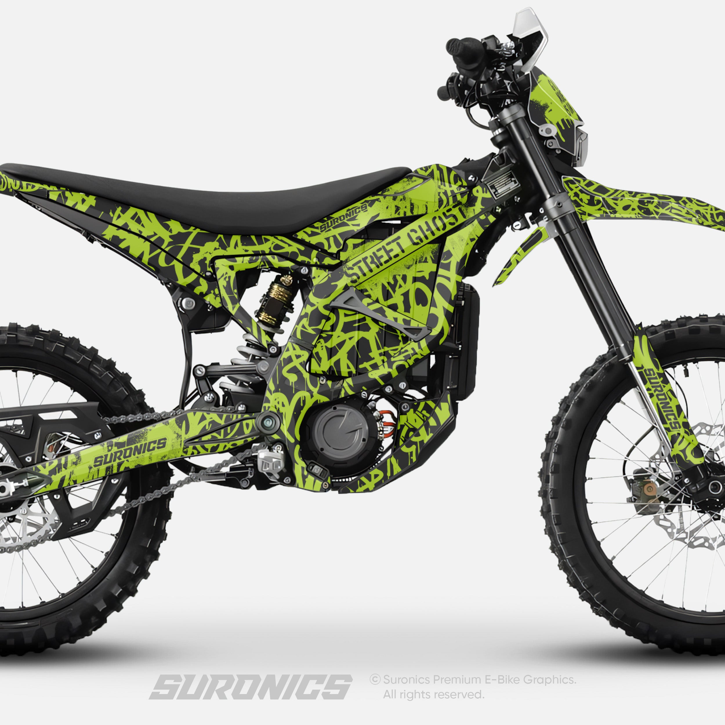 STREET GHOST BLACK GREEN Surron Ultra Bee Graphics kit
