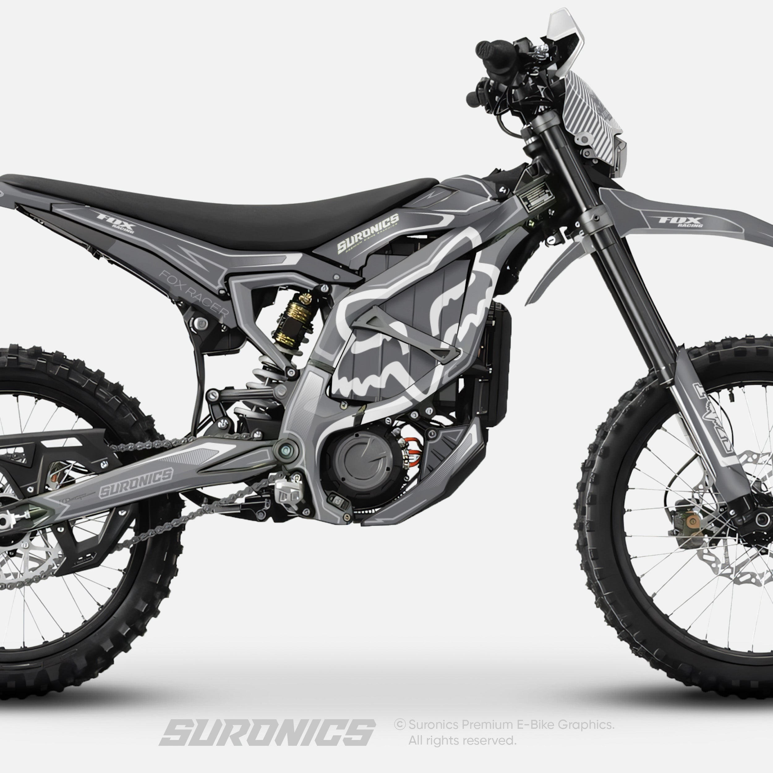 FOX RACER GREY WHITE Surron Ultra Bee Graphics kit