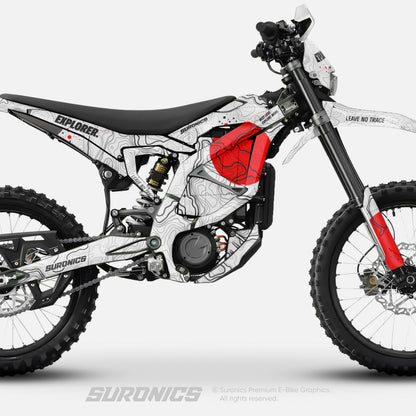 EXPLORER WHITE RED Surron Ultra Bee Graphics kit