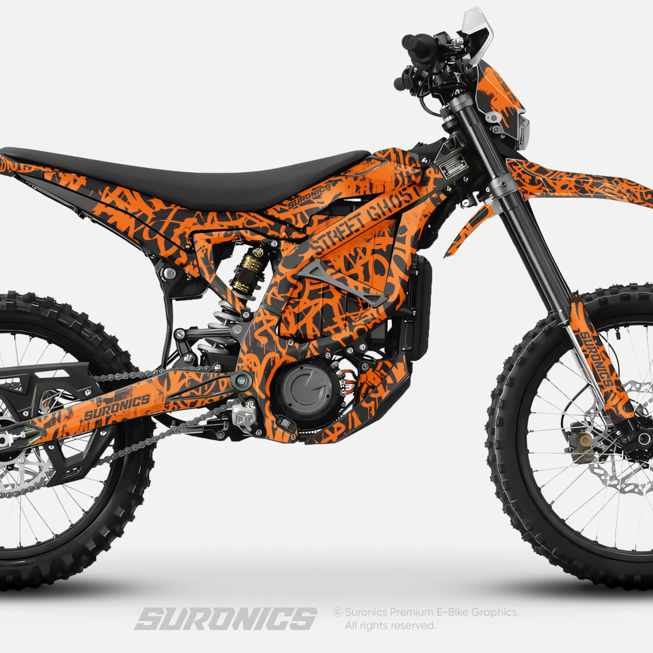 STREET GHOST BLACK ORANGE Surron Ultra Bee Graphics kit