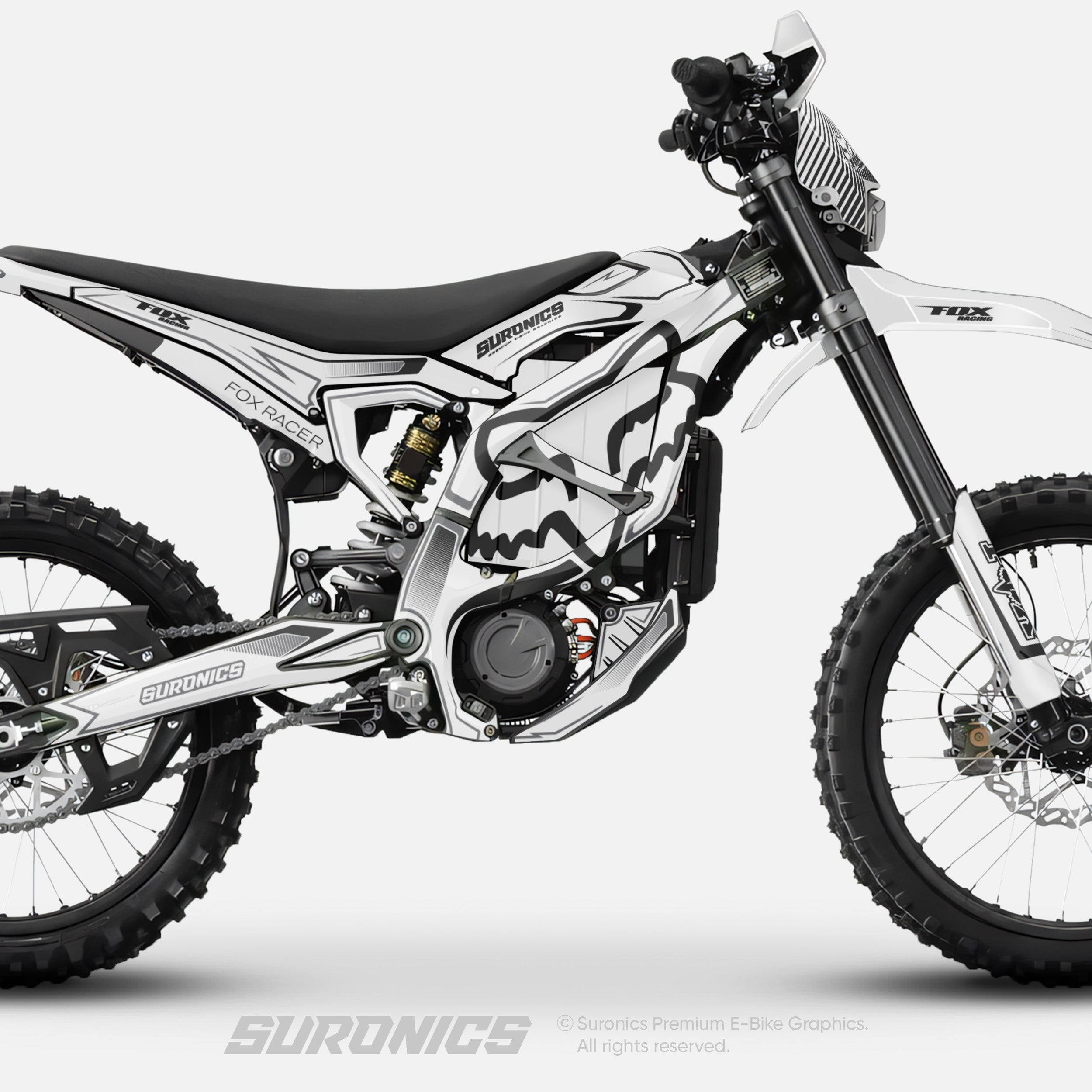 FOX RACER WHITE BLACK Surron Ultra Bee Graphics kit