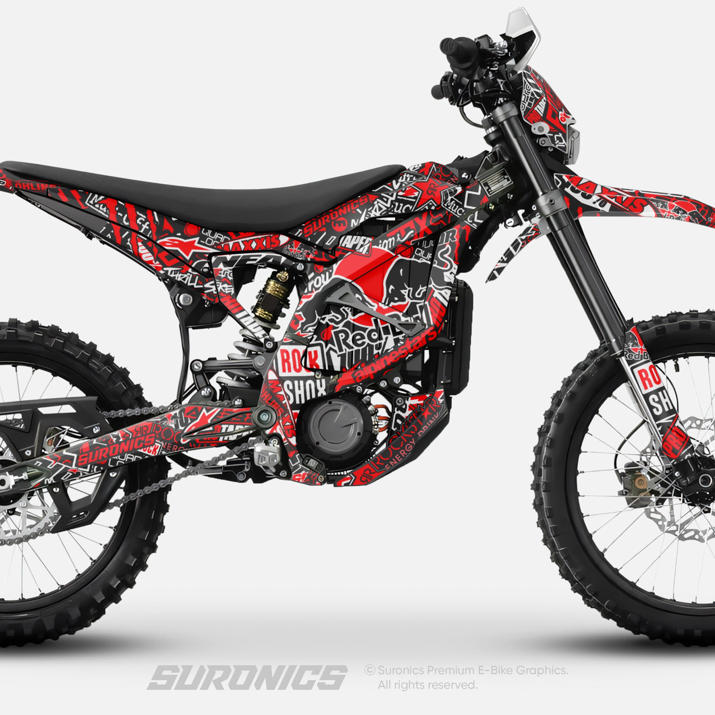 STICKY BLACK RED Surron Ultra Bee Graphics kit