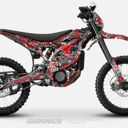 STICKY BLACK RED Surron Ultra Bee Graphics kit