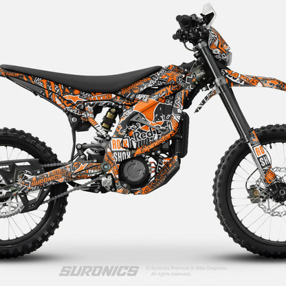 STICKY BLACK ORANGE Surron Ultra Bee Graphics kit
