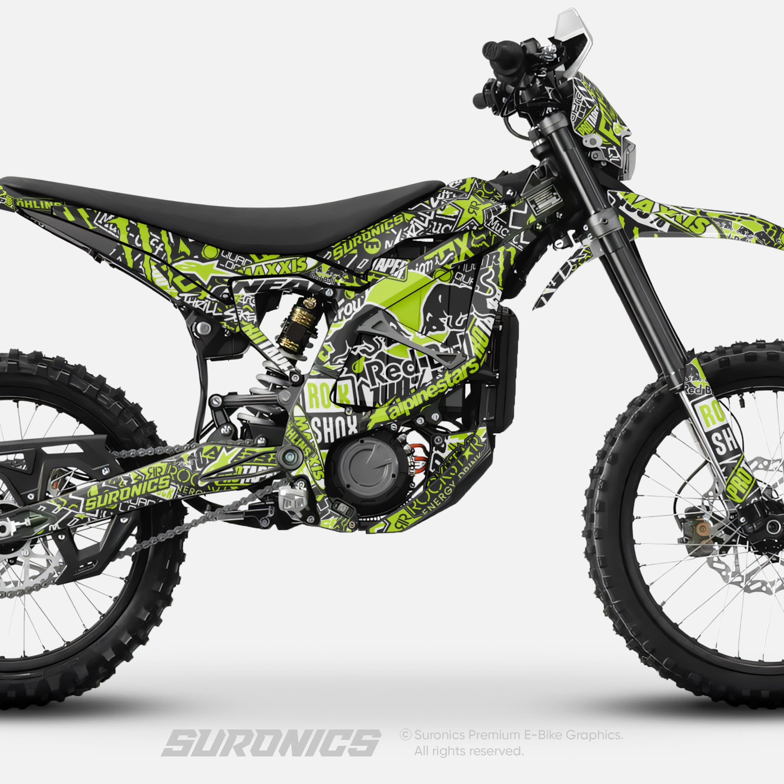STICKY BLACK GREEN Surron Ultra Bee Graphics kit