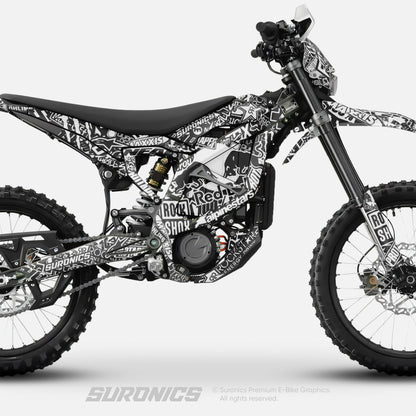 STICKY BLACK WHITE Surron Ultra Bee Graphics kit