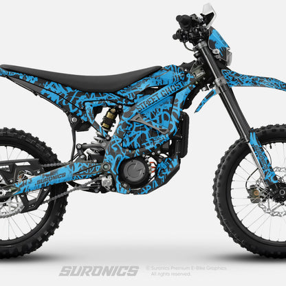 STREET GHOST BLACK CYAN Surron Ultra Bee Graphics kit