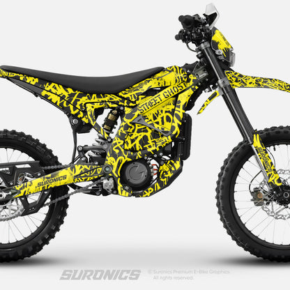 STREET GHOST BLACK YELLOW Surron Ultra Bee Graphics kit