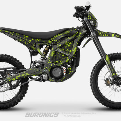 SPLATTER BLACK GREEN Surron Ultra Bee Graphics kit