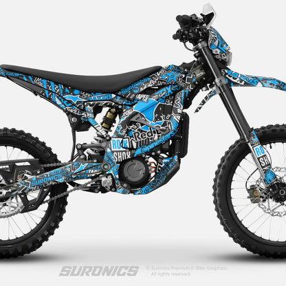 STICKY BLACK CYAN Surron Ultra Bee Graphics kit
