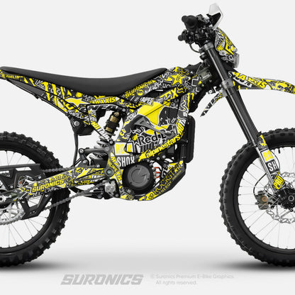 STICKY BLACK YELLOW Surron Ultra Bee Graphics kit