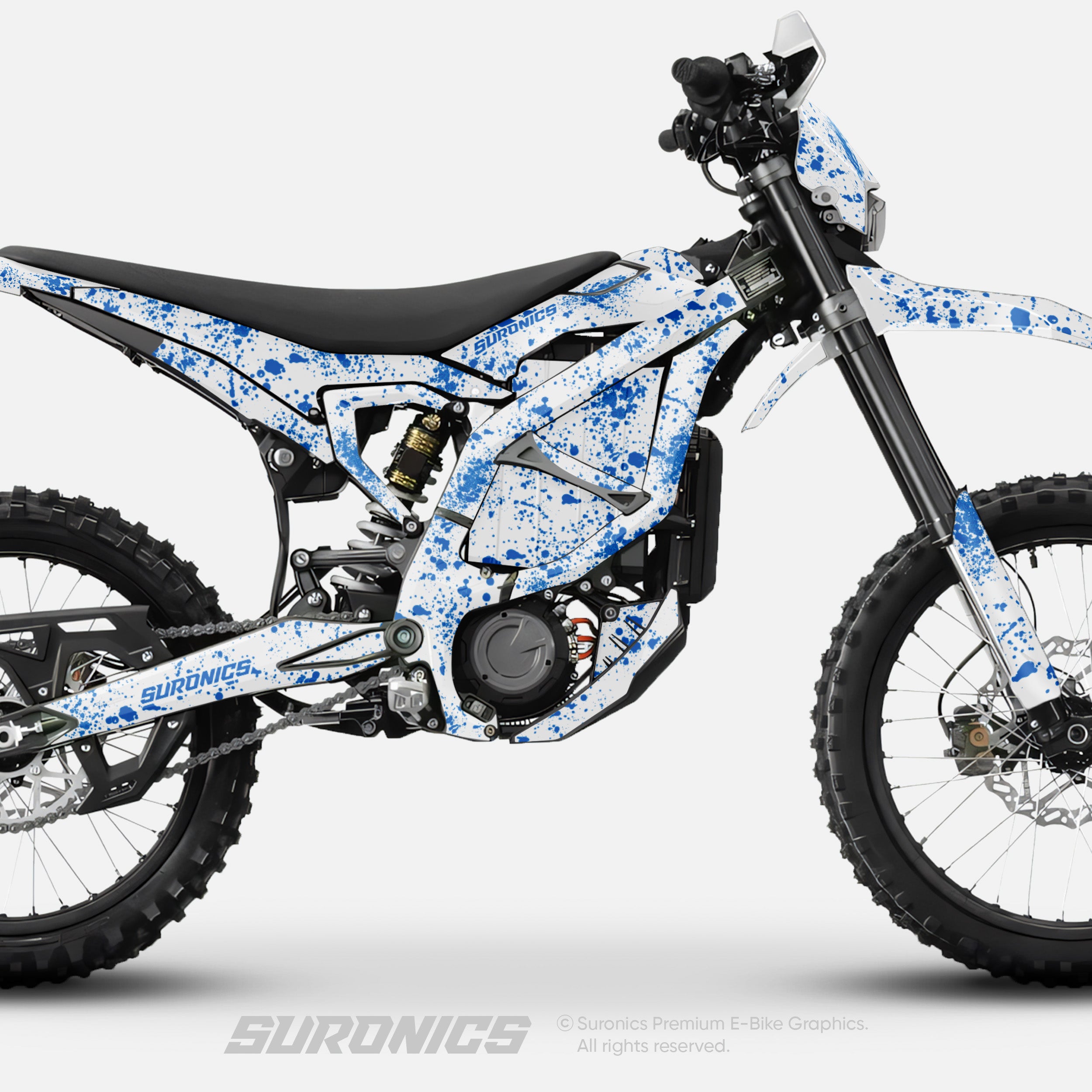 SPLATTER WHITE BLUE Surron Ultra Bee Graphics kit
