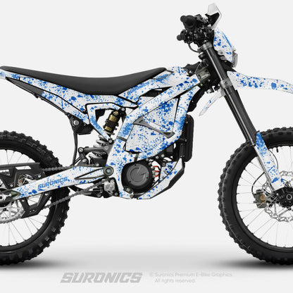 SPLATTER WHITE BLUE Surron Ultra Bee Graphics kit