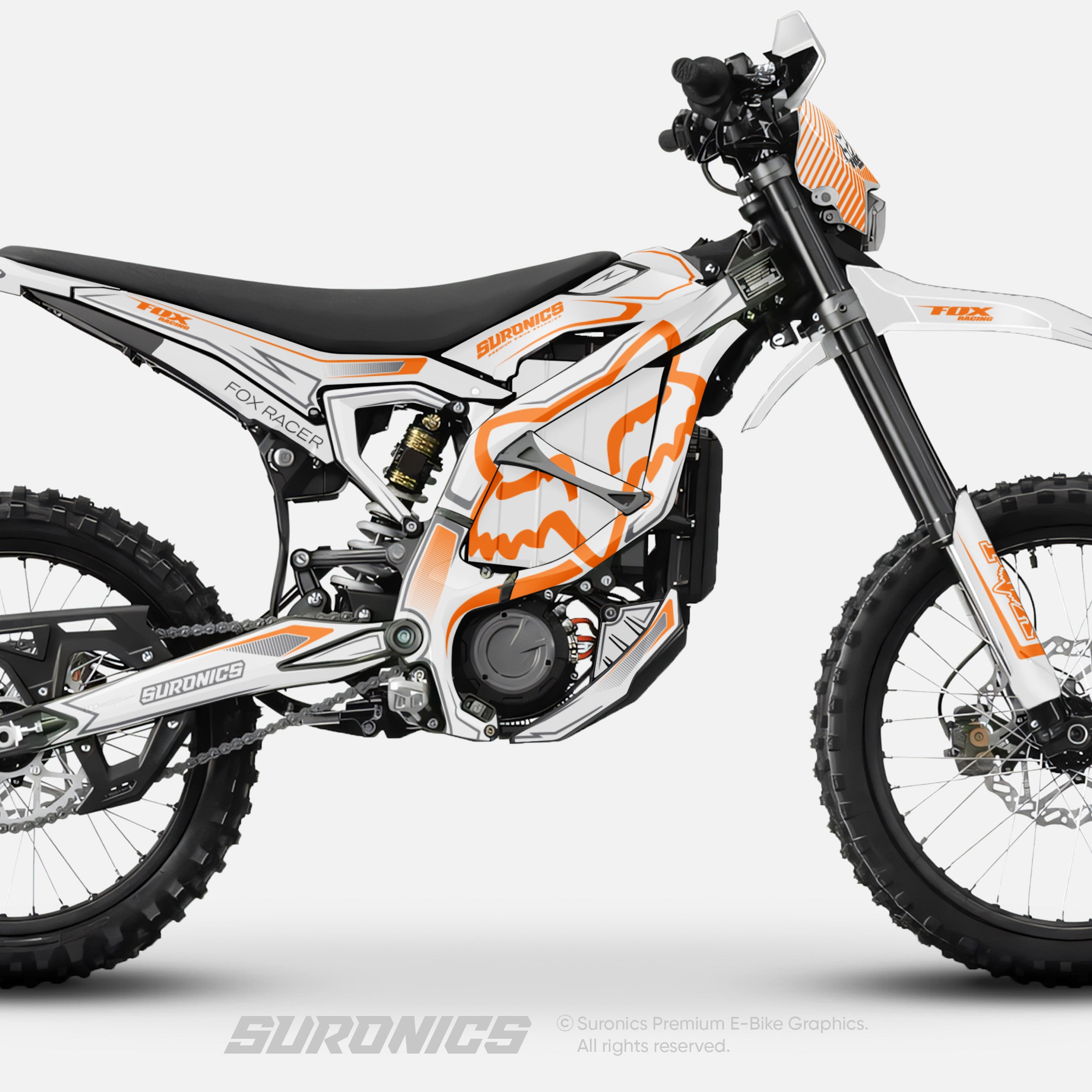 FOX RACER WHITE ORANGE Surron Ultra Bee Graphics kit
