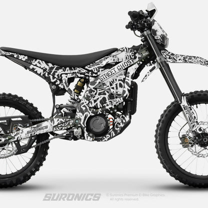 STREET GHOST BLACK WHITE Surron Ultra Bee Graphics kit