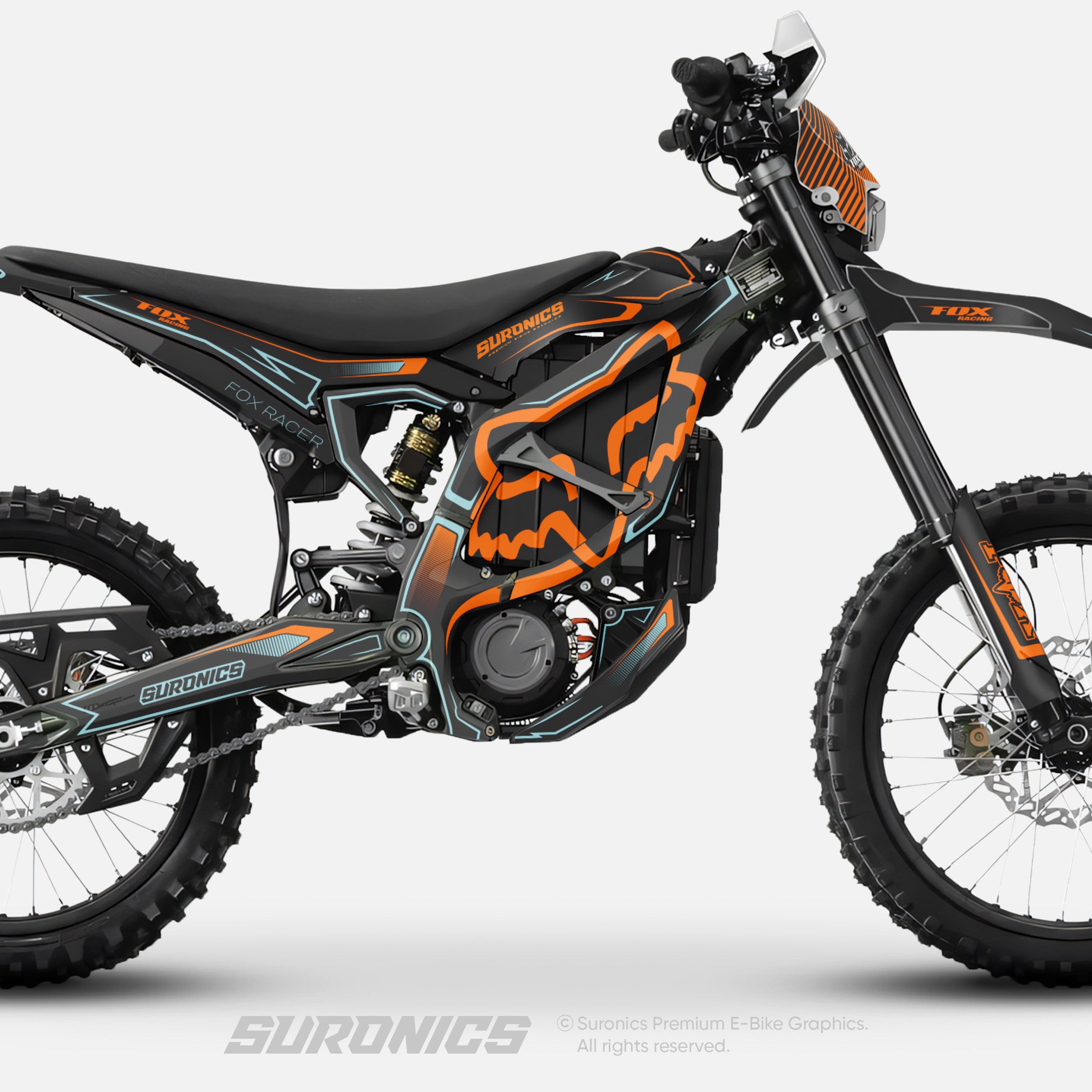 FOX RACER BLACK ORANGE Surron Ultra Bee Graphics kit