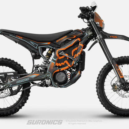 FOX RACER BLACK ORANGE Surron Ultra Bee Graphics kit