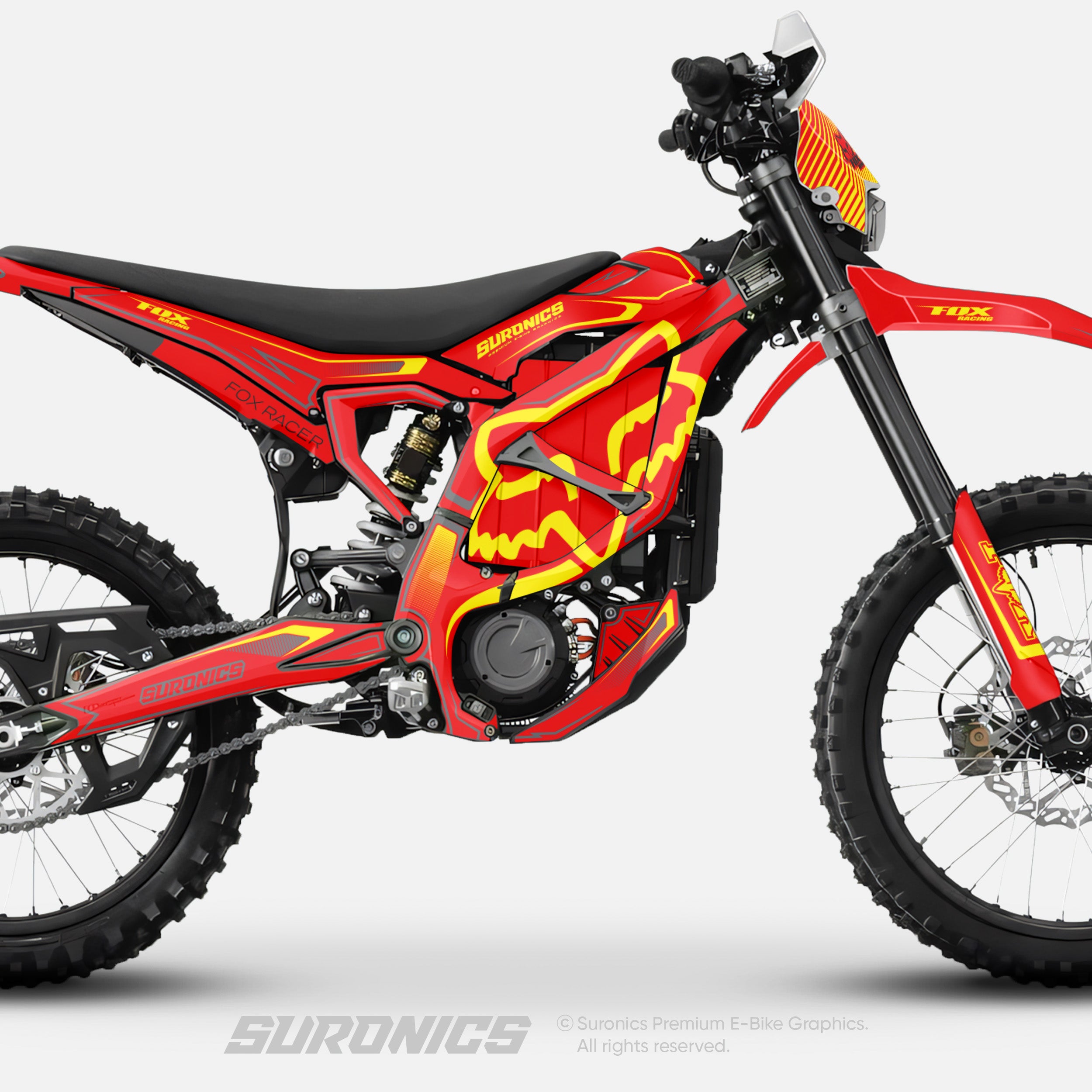 FOX RACER RED YELLOW Surron Ultra Bee Graphics kit