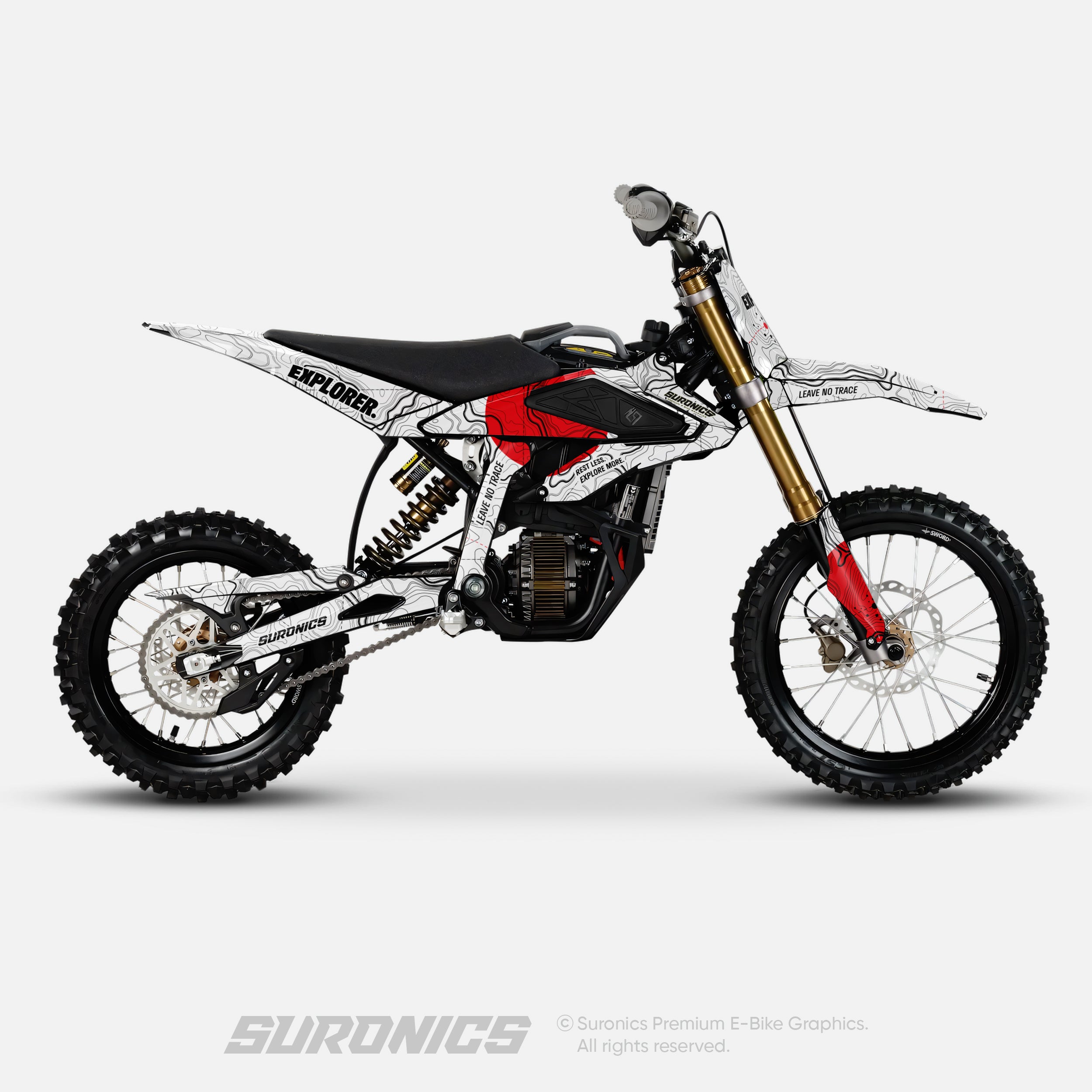 EXPLORER WHITE RED Surron Hyper Bee Graphics kit